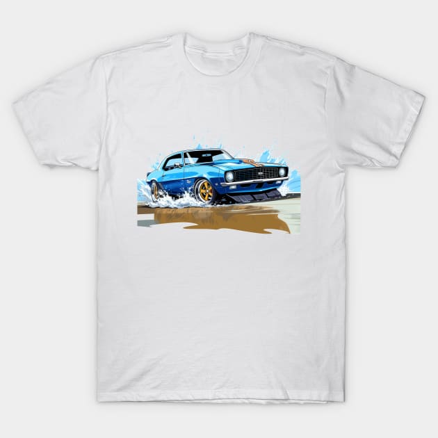 Camaro Blue Cartoon T-Shirt by SynchroDesign